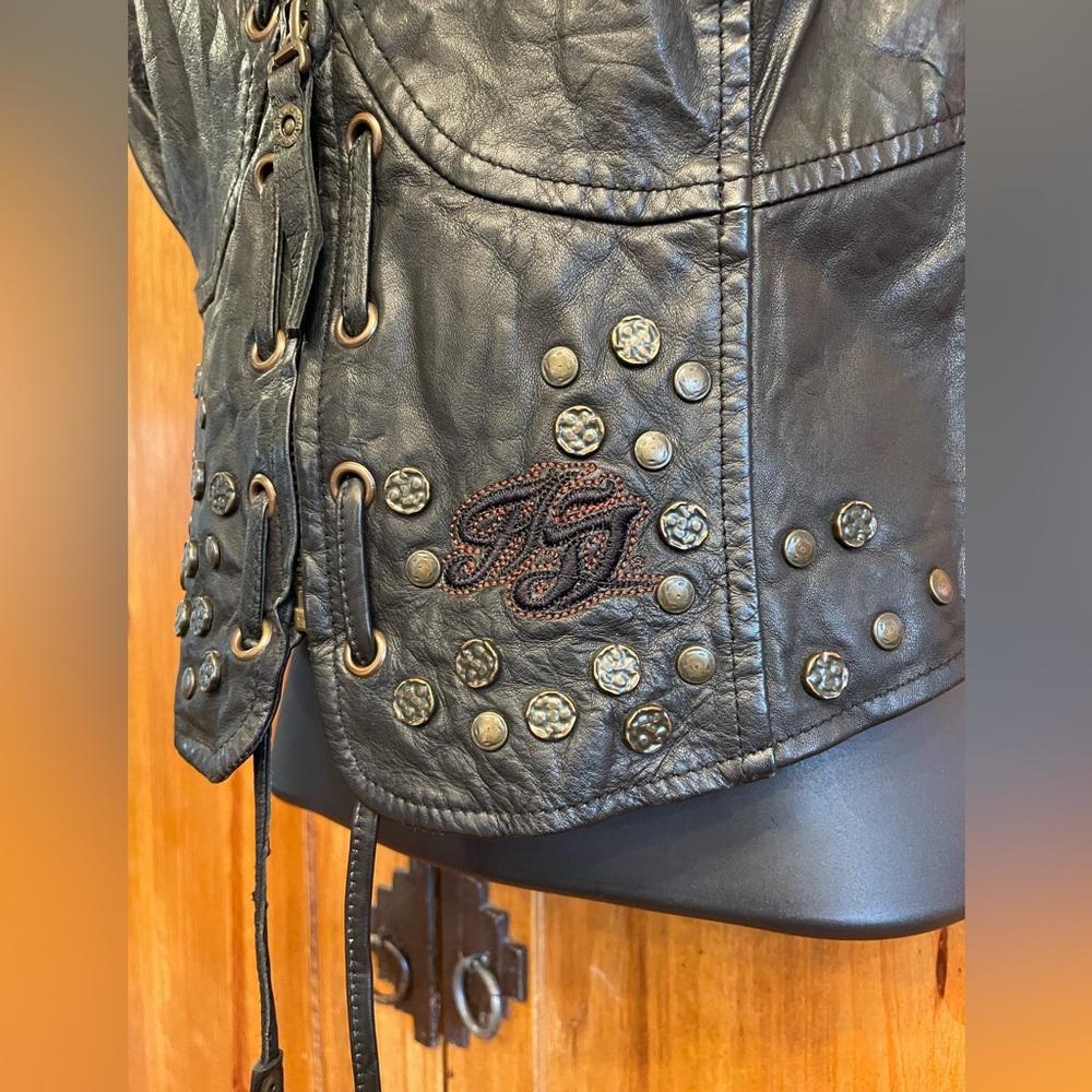 Harley Davidson lambskin Vest with embellishments - Picture 10 of 11